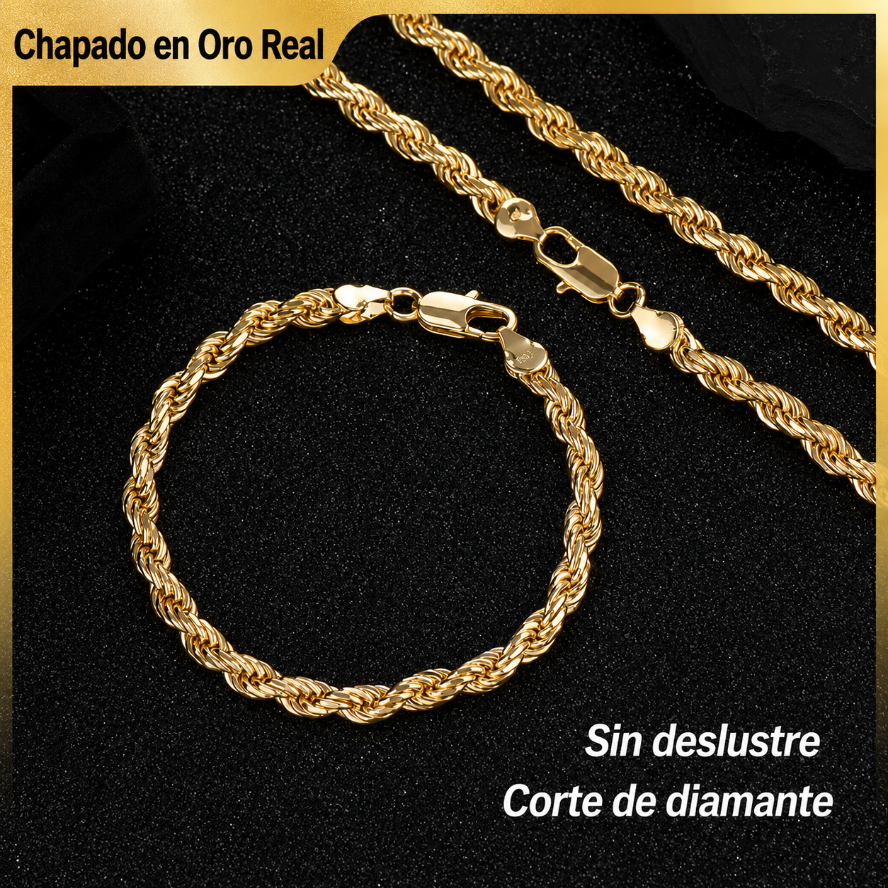 Set Cadena + Pulsera Bañada en Oro 14K Deus®