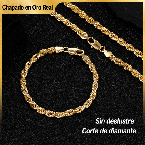 Set Cadena + Pulsera Bañada en Oro 14K Deus®