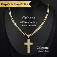 Deus® Cadena con Crucifijo Bañada en Oro 14K