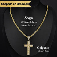 Deus® Cadena con Crucifijo Bañada en Oro 14K